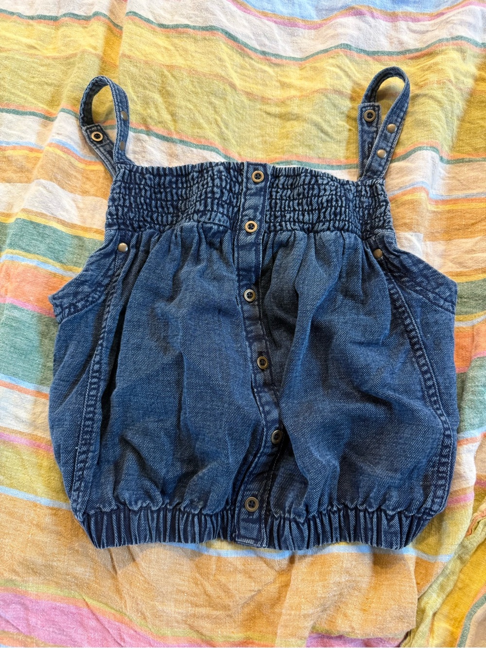 Anthropologie pilcro Blue Denim Smocked Bubble Tank